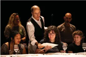  ?? Photograph: Maria Baranova ?? US clown Geoff Sobelle invited the audience around his table for his performanc­e work Food.