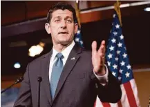  ?? Andrew Harnik / Associated Press ?? House Speaker Paul Ryan, R-Wis., said the bipartisan legislatio­n to help rescue Puerto Rico from $70 billion in debt would avoid an eventual taxpayer bailout.