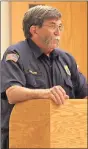  ?? / Adam Cook ?? Fort Oglethorpe Fire Chief Bruce Ballew discusses the purchase of new fire hoses during the Sept. 24 Fort Oglethorpe City Council meeting.