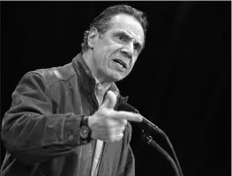  ?? SETH WENIG / ASSOCIATED PRESS ?? New York Gov. Andrew Cuomo speaks Feb. 24 during a press conference before the opening of a mass COVID-19 vaccinatio­n site.