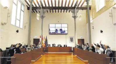  ?? Diputación Provincial de Zaragoza ?? Un momento de la votación de ayer en la sesión plenaria de la DPZ.
