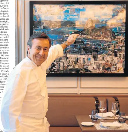  ?? MARITZA CANECA ?? Flerte com o Brasil. Daniel Boulud em seu Boulud Sud Miami, aberto em janeiro, com paisagem do Rio pintada por Vik Muniz, seu amigo