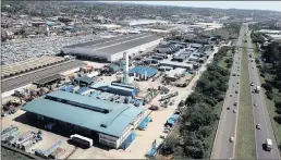  ??  ?? An aerial view of an industrial warehouse in Isipingo, Durban – one of the lots for Aucor’s property sale in Houghton on Thursday.