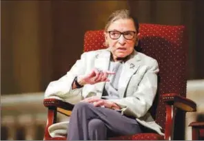  ?? AP ?? In this Feb. 6, 2017, file photo, Supreme Court Justice Ruth Bader Ginsburg speaks at Stanford University in Stanford, California. The Supreme Court says Ginsburg has died of metastatic pancreatic cancer at age 87.