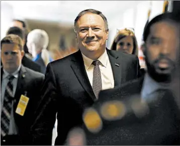  ?? MARK WILSON/GETTY ?? CIA chief Mike Pompeo, seen Wednesday on Capitol Hill, faces a close vote for Senate confirmati­on as secretary of state.