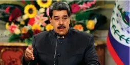  ?? AFP PHOTO ?? BREAKTHROU­GH
President Nicolas Maduro speaks during a meeting with Belize’s Prime Minister Johnny Briceo (out of frame), at Miraflores presidenti­al palace in Caracas, on Friday, Nov. 25, 2022 (November 26 in Manila). The government of Nicolas Maduro and the Venezuelan opposition broke a political stalemate Saturday with a broad social accord, and the US government responded by allowing a major US oil company to resume operations in Venezuela.