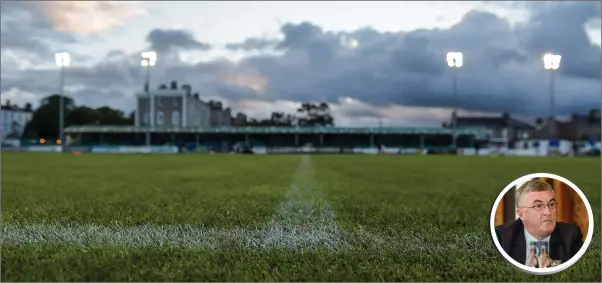  ??  ?? The future is uncertain for the Carlisle Grounds and Bray Wanderers. INSET: Former Bray Wanderers Chairman, Denis O’Connor.