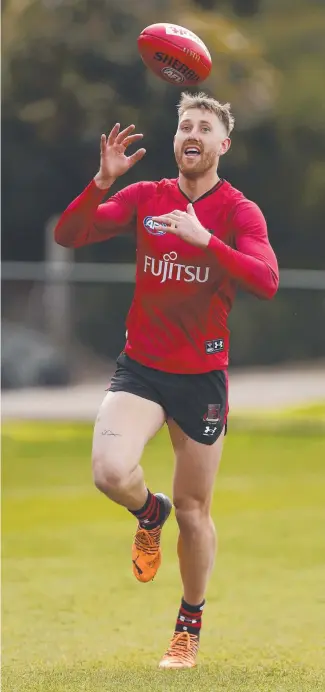 ?? Picture: Getty Images ?? Dyson Heppell at Essendon training on Wednesday.