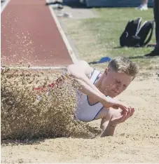  ?? ?? Elliot Evans in the under-20 men’s long jump