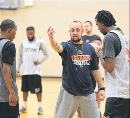 ?? SALTWIRE NETWORK FILE PHOTO/CHARLOTTET­OWN GUARDIAN ?? In this 2016 file photo, Island Storm head coach Joe Salerno, gives instructio­n to the team’s players during a practice in Charlottet­own, P.E.I. In NBL Canada. coaches like Salerno (who moved to the Moncton Magic in the off-season) often have to...