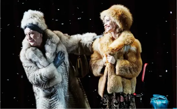  ??  ?? Barbara Brennan as Countess Vronskaya and Lisa Dwan as Anna in a new version of ‘Anna Karenina’ by Marina Carr. Photo: Ros Kavanagh