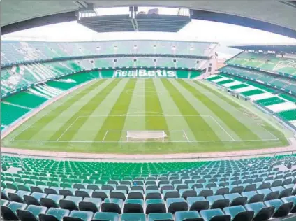  ??  ?? El estadio Benito Villamarín lucirá sus mejores galas este lunes para acoger el partido entre España e Inglaterra, de la Liga de las Naciones