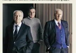  ??  ?? sotto: da sinistra, i fondatori di Poliform, Alberto Spinelli, Aldo Spinelli e Giovanni Anzani, tuttora alla guida del gruppo.