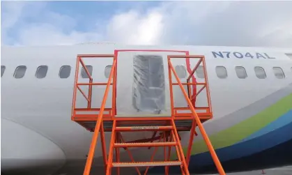  ?? ?? The cause of the problem on the Alaskan Airlines flight, where part of the fuselage tore away,is not yet known. Photograph: NTSB/Reuters