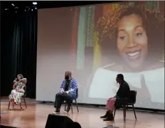 ?? Ap ?? valerie ponzio, from left, Claude Kelly, and Chuck harmony take part in a discussion moderated by rissi palmer, on screen, during the rosedale summit at the National museum of african american music monday in Nashville.
TAURUS:
