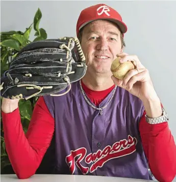  ?? Photo: Nev Madsen ?? I’M HAVING A BALL: Darryl Luchterhan­d is preparing to play his 600th game for Rangers Baseball Club tomorrow.