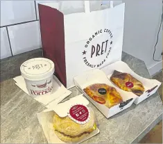  ?? ?? Pret a Manger’s bargain £3 breakfast bag was a hit with our reporter