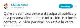  ??  ?? | El escueto mensaje del actor, aceptando su error