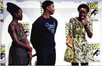  ??  ?? Lupita Nyong’o, from left, Michael B. Jordan and Danai Gurira attend the “Black Panther” panel on day 3 of Comic-Con Internatio­nal on Saturday, July 23, 2016, in San Diego. — AP photos