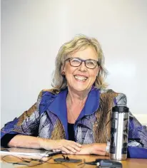  ?? TIM KROCHAK THE CHRONICLE HERALD ?? Green Party of Canada leader Elizabeth May smiles during an interview with the editorial board of The Chronicle Herald in Halifax on Tuesday.
•