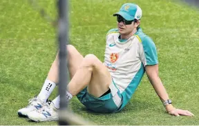 ??  ?? Australian batsman Steve Smith takes a breather during a nets session at The Gabba, in Brisbane, last week.