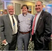  ?? PILOT NEWS GROUP PHOTO / JAMIE FLEURY ?? Marshall County Prosecutor E. Nelson Chipman (left), Marshall County Republican Party Treasurer Bryan Howard (center), and Senator Mike Bohacek (right).