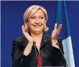  ??  ?? Marine Le Pen targeted security concerns as she addressed supporters in Marseille