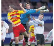  ??  ?? Moving on McCaldon made the move to Berwick Rangers. He’s pictured in August 2010 when the team took on Partick Thistle in the Alba Challenge Cup 2nd round