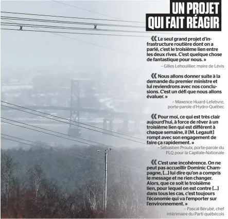  ?? PHOTO JEAN-FRANÇOIS DESGAGNÉS É ?? Faire passer les lignes à haute tension qui traversent l’île d’orléans par le 3e lien, « ce serait un défi technique, mais on ne peut pas dire que c’est impossible », a indiqué au Journal une source bien au fait du dossier.