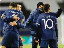  ?? ANSA ?? Tutta la festa del Psg, in semifinale per la seconda edizione di fila