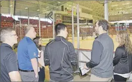  ?? HARRY SULLIVAN/TRURO DAILY NEWS ?? Officials from Hockey Canada were in town this week to check out all the amenities offered at the Rath Eastlink Community Centre (RECC) in advance of the world junior A hockey championsh­ip tournament to be played there in December. From left, RECC...