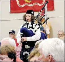  ?? Lynn Atkins/The Weekly vista ?? Kara Marsh played "Amazing Grace" on bagpipes at the conclusion of the ceremonies.
