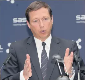  ?? PHOTO: SIMPHIWE MBOKAZI ?? Sasol chief executive David Constable at a media conference. The company is expecting tough trading conditions for the rest of this year.