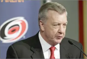  ?? The Canadian Press ?? Carolina Hurricanes general manager Don Waddell makes comments during an NHL hockey news conference in Raleigh, N.C.