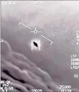  ?? AFP ?? A grab from a video shot by US navy pilots that purportedl­y shows an unidentifi­ed aerial object.