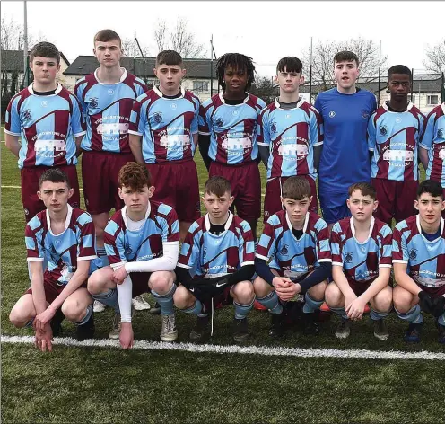  ??  ?? The Drogheda ETP Under-15 squad line out before taking on County Donegal in the All-Ireland semi-final at DIFE last Saturday.