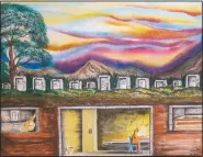  ??  ?? “Buried In Life,” a painting by Aurelio Vallecillo-Sanchez, is displayed on Sept. 1 in Lincoln, Neb. Vallecillo-Sanchez found his talent in creating paintings and drawings behind bars. (Lincoln Journal Star/Justin Wan)