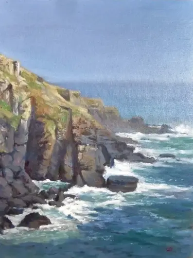  ??  ?? Brian Collins Cornish Cliffs, oil, 173/43133/4in (45335cm)