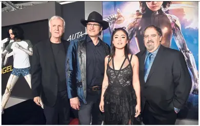  ?? —AFP ?? (From left) Cameron, rodriguez, salazar and Landau at the premiere of Alita: Battle Angel at Westwood regency Theater in Los angeles.