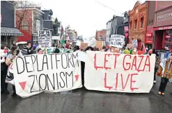  ?? ?? On Jan. 21, pro-Palestine demonstrat­ors shut down Main Street in Park City during the Sundance Film Festival.