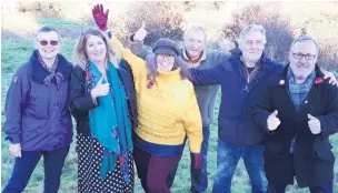  ??  ?? Members of Save Bollington Green Belt (from left): Marion BoSmith, Janey Parish, Nicole Roberts-Morris, Rob BoSmith: Alan Roberts-Morris and John Place