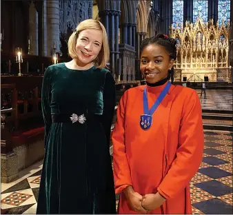  ??  ?? ON SONG: Lucy Worsley and Emmanuelle Yembe in Christmas Carol Odyssey
