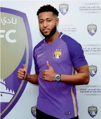  ?? Supplied photos ?? Jamal Maroof and Saad Khamis pose proudly after signing for Al Ain on a free transfer ahead of an important season. —