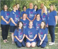  ??  ?? Staff who are taking part in the Shine Walk in memory of former deputy head Liz Webb