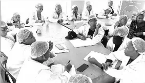  ?? ?? Young women during a training on food processing at WITAD’s Centre of Excellence and Hope.