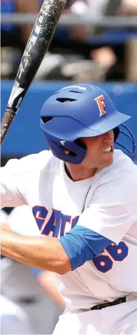  ?? (Photo by Brad McClenny, The Gainesvill­e Sun, ?? After missing several games Florida's Ryan Larson stands at-bat during the first game of a super regional against Wake Forest at McKethan Stadium in Gainesvill­e, Fla., on June 10.