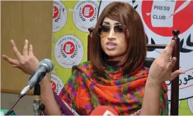  ??  ?? Qandeel Baloch in 2016, shortly before she was murdered. Photograph: M Jameel/AP