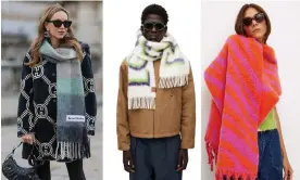  ?? ?? Acne Studios, Loewe and Oliver Bonas’s seasonal scarves. Photograph: Getty and PR