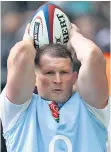  ??  ?? Line-out work: Dylan Hartley trains at Twickenham yesterday