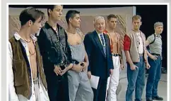  ?? ?? Take two: Boyzone on the Late Late Show with Gay Byrne in 1993; right, Louis Walsh with his new boyband, Next in Line